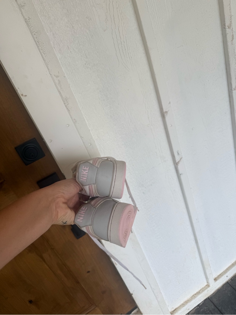 Women's Nike Air Force Low-Top Sneakers - White and Light Pink - Picture 5 of 6